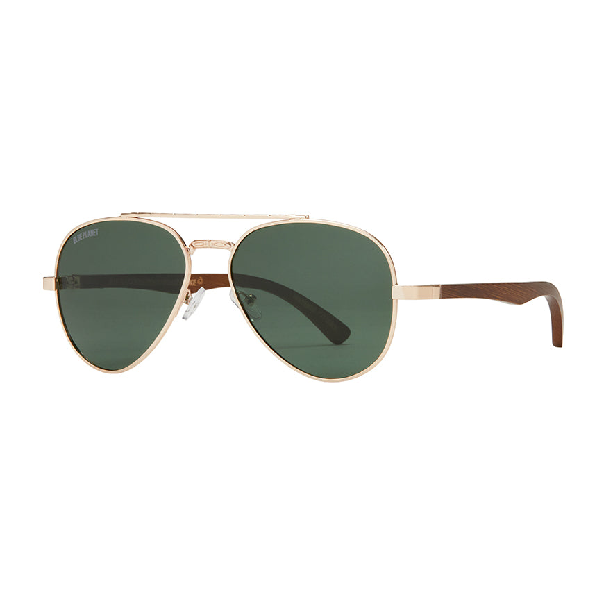 Blue Planet Eyewear Aviator Sunglasses Blue Planet Eyewear Wright Aviator Gold Gradient Blue Mirror  main image 3