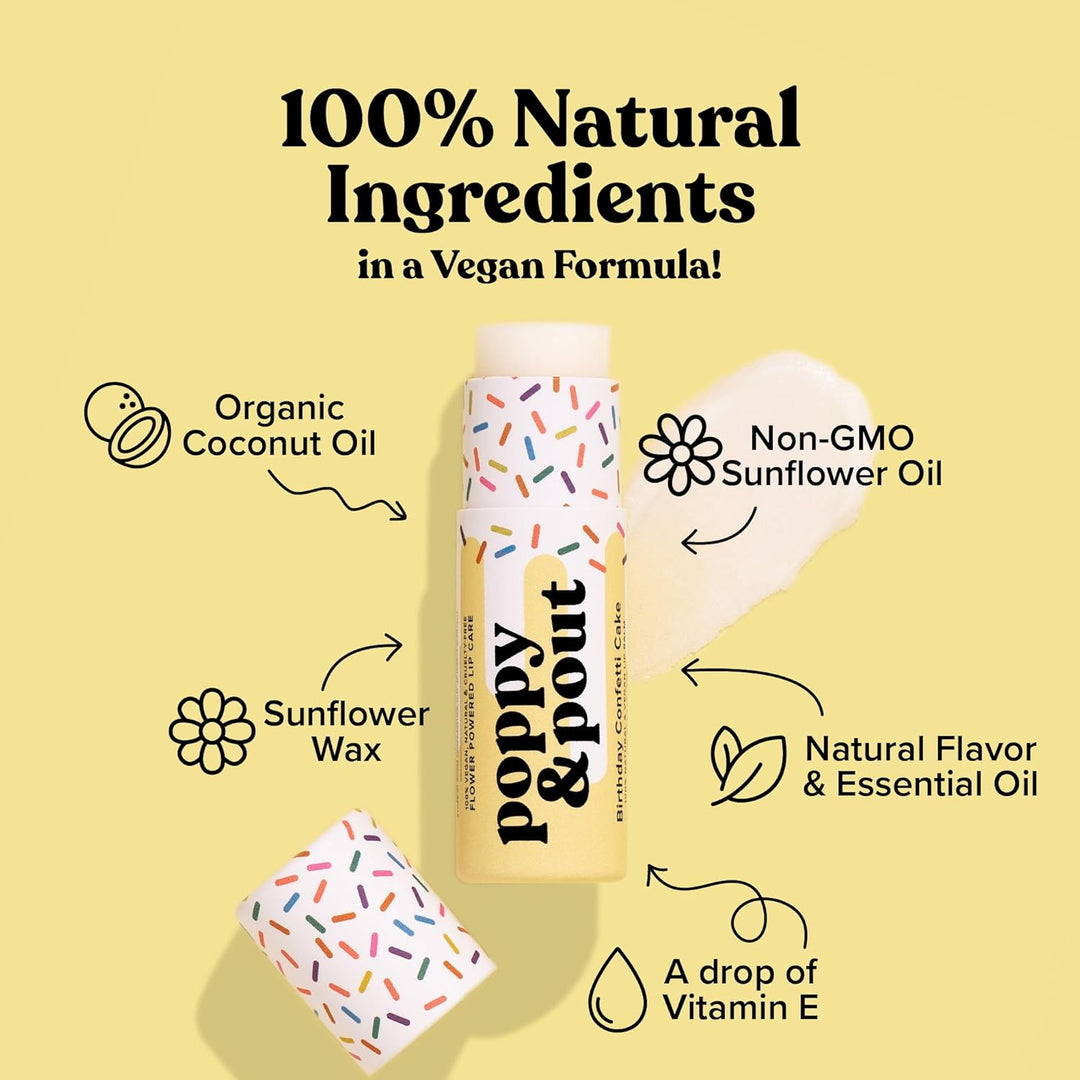 POPPY &amp; POUT BIRTHDAY CONFETTI CAKE LIP BALM