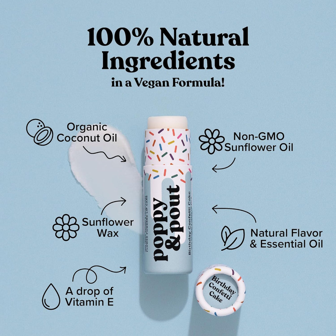 POPPY &amp; POUT BIRTHDAY CONFETTI CAKE LIP BALM