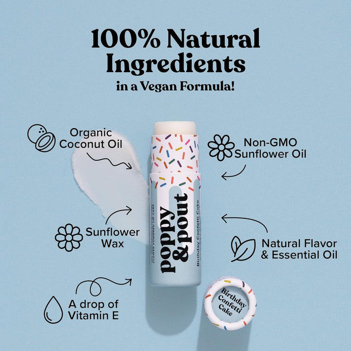POPPY &amp; POUT BIRTHDAY CONFETTI CAKE LIP BALM