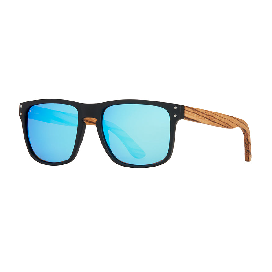 Blue Planet Bamboo Polarized Sun Glasses BP10254 - Classic- Matte Onyx / Bamboo / Smoke Polarized  main image 3