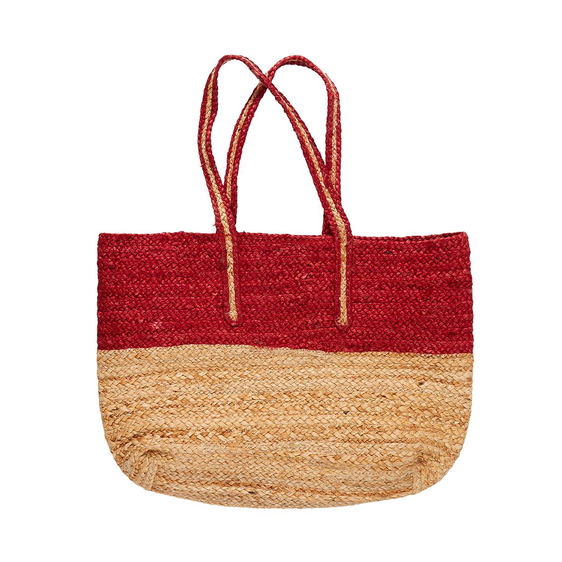 RECYCLED LARGE ORGANIC RED JUTE BEACH ECO-TOTE